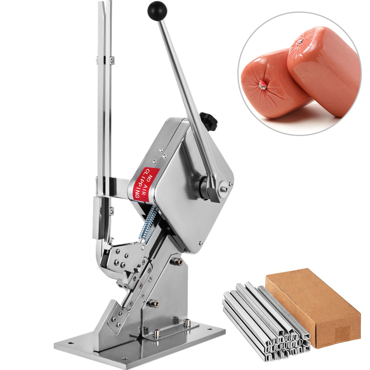 VEVOR Manual U-shape Sausage Clipper Clipping Machine Food Clipping Maker for Sausage Packing Sealing with 2 Boxes of Buckles 8000pcs