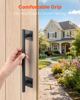 VEVOR Barn Door Handle, 320 mm Rustic Fence Gate Handle, Rust-Resistant Coating, Heavy Duty Carbon Steel Outdoor Gate Handles, Easy to Install, Metal Sliding Door Pulls for Garage Shed Closet Pantry - 45-Degree Angle