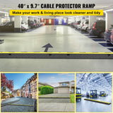 VEVOR Cable Protector Ramp, 5 Packs 2 Channels Speed Bump Hump, Rubber Modular Speed Bump Rated 11000 LBS Load Capacity, Protective Wire Cord Ramp Driveway Rubber Traffic Speed Bumps Cable Protector - Front View