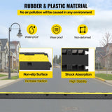 VEVOR Cable Protector Ramp, 5 Packs 2 Channels Speed Bump Hump, Rubber Modular Speed Bump Rated 11000 LBS Load Capacity, Protective Wire Cord Ramp