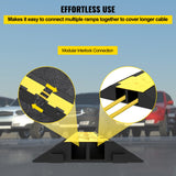VEVOR Cable Protector Ramp, 5 Packs 2 Channels Speed Bump Hump, Rubber Modular Speed Bump Rated 11000 LBS Load Capacity, Protective Wire Cord Ramp