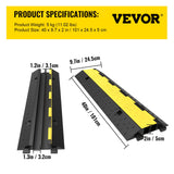 VEVOR Cable Protector Ramp, 5 Packs 2 Channels Speed Bump Hump, Rubber Modular Speed Bump Rated 11000 LBS Load Capacity, Protective Wire Cord Ramp
