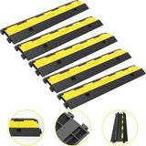 VEVOR Cable Protector Ramp, 5 Packs 2 Channels Speed Bump Hump, Rubber Modular Speed Bump Rated 11000 LBS Load Capacity, Protective Wire Cord Ramp