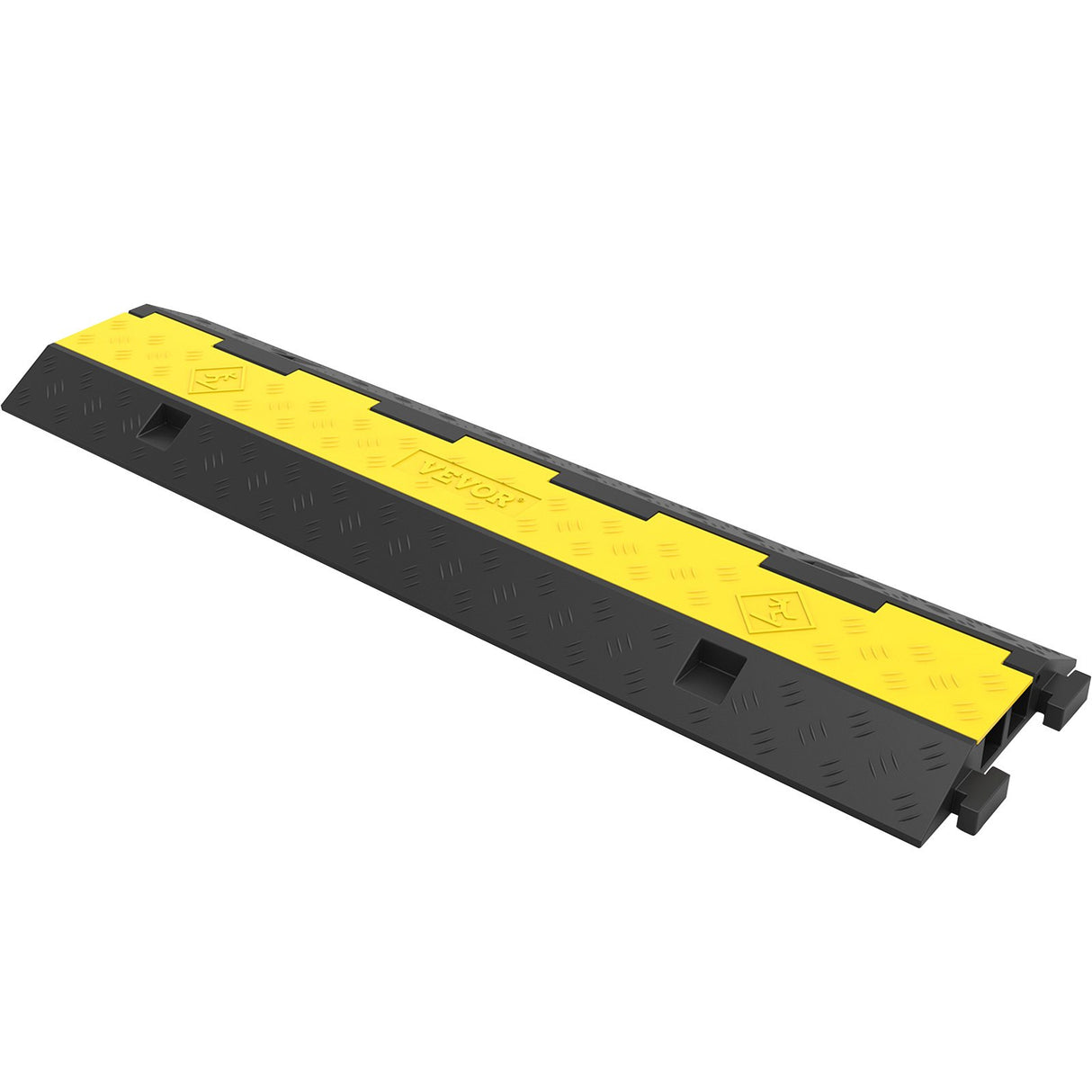 VEVOR Cable Protector Ramp, 5 Packs 2 Channels Speed Bump Hump, Rubber Modular Speed Bump Rated 11000 LBS Load Capacity, Protective Wire Cord Ramp