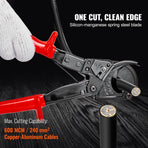 Ratcheting Cable Cutter, 250mm Ratchet Wire and Cable Cutter, Cut up to 240 mm², with Comfortable Grip Handles, Easy to Use Quick-Release Lever, Silicon-Manganese Spring Steel Blade