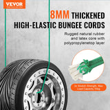 VEVOR 30 Pcs Bungee Cords Set 8mm Heavy Duty Bungee Straps with Steel Carabiners - Front View