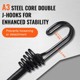 VEVOR 12 Pcs Bungee Cords with Hooks 32 In Heavy Duty Bungee Straps 8 mm Black - 45-Degree Angle