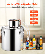 VEVOR Moonshine Still 13 Gal Water Alcohol Distiller Brewing Kit Stainless Steel - Top-Down View