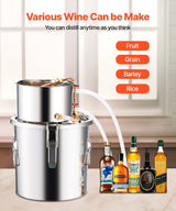 VEVOR Moonshine Still 3 Gal Water Alcohol Distiller Brewing Kit Stainless Steel - Top-Down View