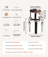 VEVOR Moonshine Still 3 Gal Water Alcohol Distiller Brewing Kit Stainless Steel - Close-Up Angle