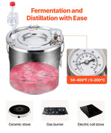 VEVOR Moonshine Still 3 Gal Water Alcohol Distiller Brewing Kit Stainless Steel - Side View