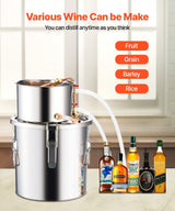 VEVOR Moonshine Still 3 Gal Water Alcohol Distiller Brewing Kit Stainless Steel - Top-Down View