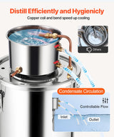 VEVOR Moonshine Still 5 Gal Water Alcohol Distiller Brewing Kit Stainless Steel - 45-Degree Angle