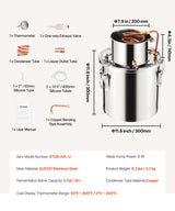 VEVOR Moonshine Still 5 Gal Water Alcohol Distiller Brewing Kit Stainless Steel - Close-Up Angle