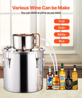 VEVOR Moonshine Still 8 Gal Water Alcohol Distiller Brewing Kit Stainless Steel - Rear View