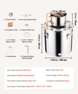 VEVOR Moonshine Still 8 Gal Water Alcohol Distiller Brewing Kit Stainless Steel - Close-Up Angle