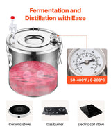 VEVOR Moonshine Still 8 Gal Water Alcohol Distiller Brewing Kit Stainless Steel - Side View