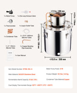 VEVOR Moonshine Still 8 Gal Water Alcohol Distiller Brewing Kit Stainless Steel - Close-Up Angle