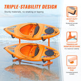 VEVOR Freestanding Kayak Storage Rack, Kayak Stand for 2 Kayak Canoe Paddleboard, Heavy-duty Steel Kayak Hanger Holder with Padded Arms and Adjustable Width, 79.5kg Max Load, for Indoor Outdoor Garage - Side View