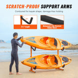 VEVOR Freestanding Kayak Storage Rack, Kayak Stand for 2 Kayak Canoe Paddleboard, Heavy-duty Steel Kayak Hanger Holder with Padded Arms and Adjustable Width, 79.5kg Max Load, for Indoor Outdoor Garage
