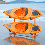 VEVOR Freestanding Kayak Storage Rack, Kayak Stand for 2 Kayak Canoe Paddleboard, Heavy-duty Steel Kayak Hanger Holder with Padded Arms and Adjustable Width, 79.5kg Max Load, for Indoor Outdoor Garage