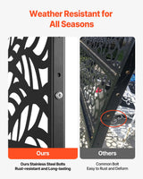 Metal Privacy Screen, 47" W x 72" H, Outdoor Privacy Screens & Panels, Freestanding Outdoor Divider with Stand, 3-Panel Decorative Garden Steel Privacy Fence for Balcony Patio Indoor Room Black