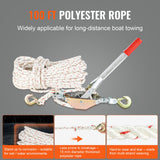 VEVOR Rope Puller, 3/4 Ton Pulling Capacity, with 30.48 m of 15 mm dia. Rope, 2 Hook, Come Along Winch, Heavy Duty Ratchet Power Puller Tool for