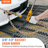VEVOR Ratchet Chain Binder 2PCS, 0.9-1.2 cm Heavy Duty Load Binders, with G80 Chains 5443 kg Secure Load Limit, Labor-saving Anti-skid Handle, Tie Down Hauling Chain Binders for Flatbed Truck Trailer - Front View
