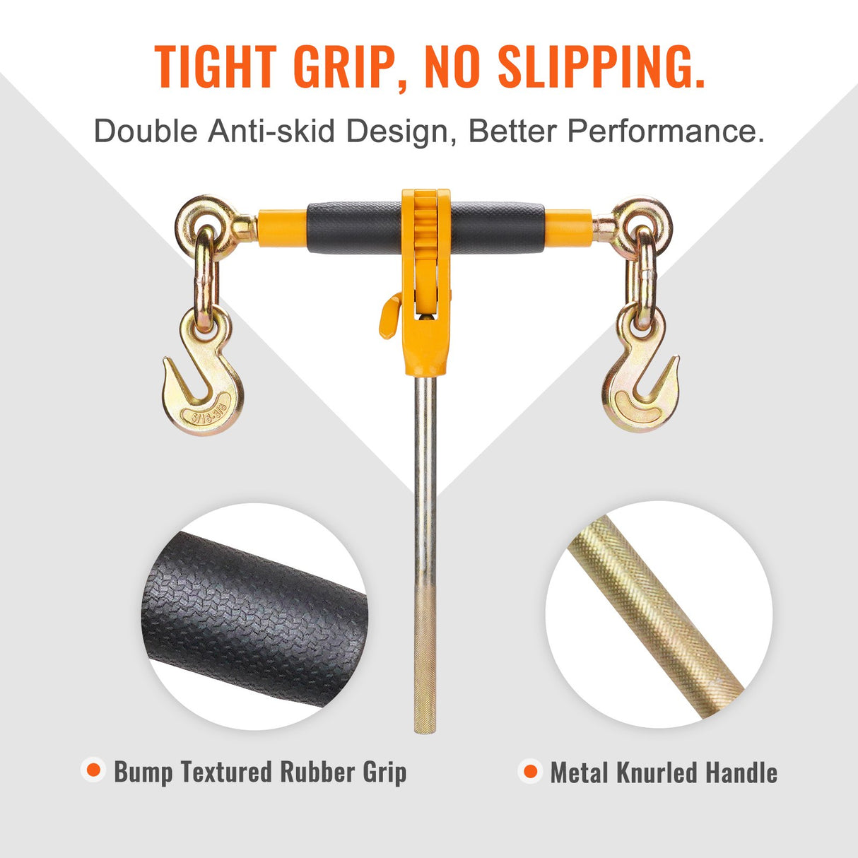 VEVOR Ratchet Chain Binder 2PCS, 0.9-1.2 cm Heavy Duty Load Binders, with G80 Chains 5443 kg Secure Load Limit, Labor-saving Anti-skid Handle, Tie