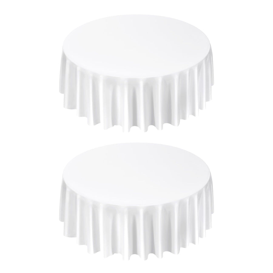 White Round Tablecloths 2 Pack, 120 Inches in Diameter, Stain- & Wrinkle- Resistant, Machine Washable Table Clothes, Polyester Fabric Table Covers for Wedding, Party, Banquet, Formal Events