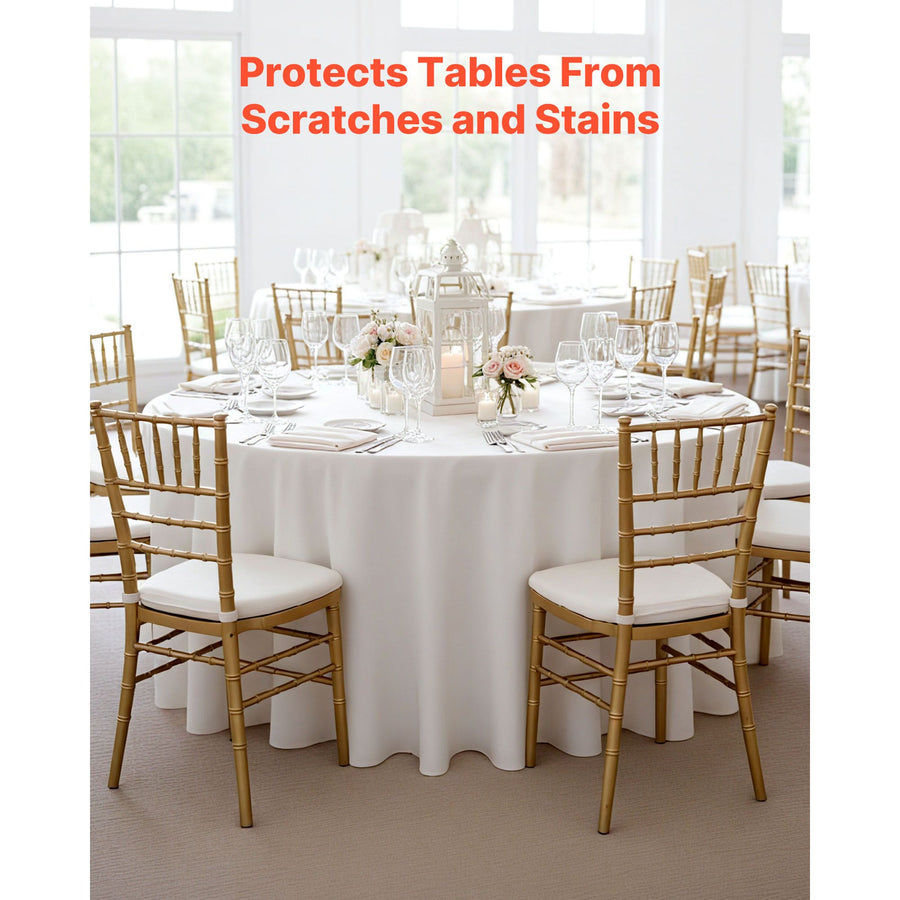 White Round Tablecloths 2 Pack, 120 Inches in Diameter, Stain- & Wrinkle- Resistant, Machine Washable Table Clothes, Polyester Fabric Table Covers for Wedding, Party, Banquet, Formal Events