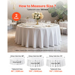 White Round Tablecloths 2 Pack, 120 Inches in Diameter, Stain- & Wrinkle- Resistant, Machine Washable Table Clothes, Polyester Fabric Table Covers for Wedding, Party, Banquet, Formal Events