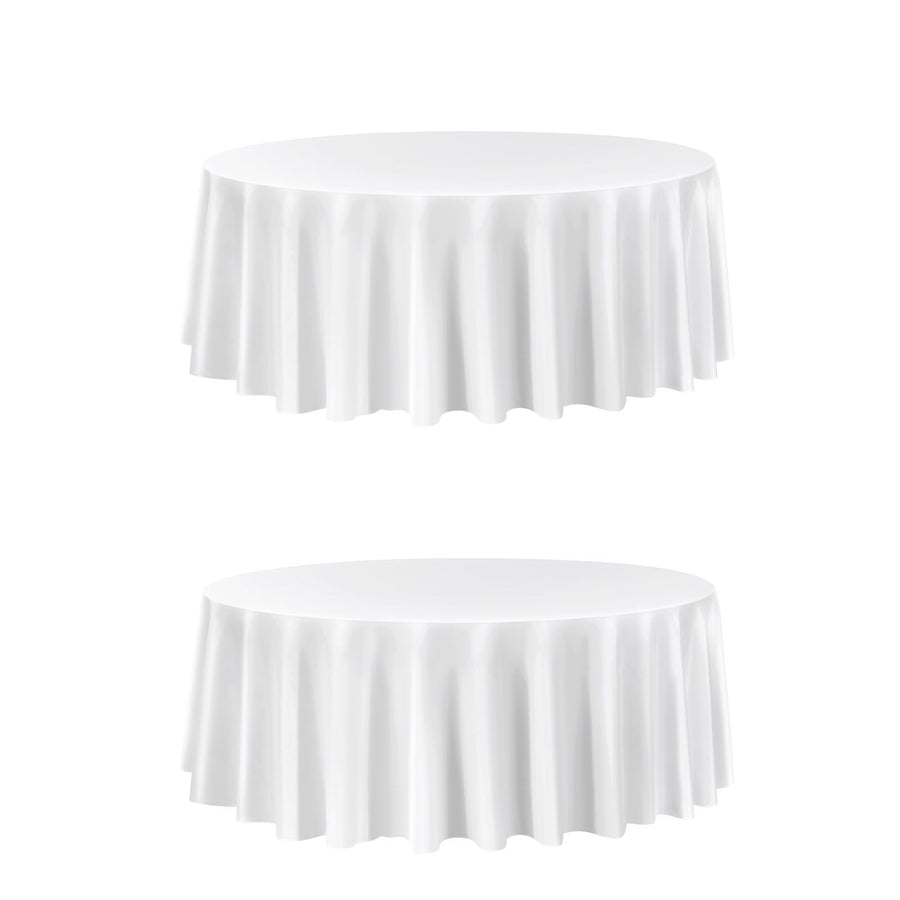 White Round Tablecloths 2 Pack, 120 Inches in Diameter, Stain- & Wrinkle- Resistant, Machine Washable Table Clothes, Polyester Fabric Table Covers for Wedding, Party, Banquet, Formal Events