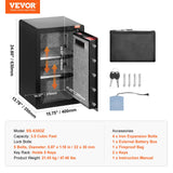 VEVOR Single Door 3.5 cu.ft Safe Box with Key Lock & Password, Safe Lock Box with Fireproof Bag, Key Rack, LED Light, and 2 Shelves for Money, Documents, Jewelry, and Valuables, Black - Close-Up Angle