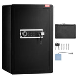 VEVOR Single Door 3.5 cu.ft Safe Box with Key Lock & Password, Safe Lock Box with Fireproof Bag, Key Rack, LED Light, and 2 Shelves for Money, Documents, Jewelry, and Valuables, Black - Extra Image