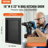 VEVOR BBQ Access Door, 415x570 mm Single Outdoor Kitchen Door, Cold Plate Flush Mount Door, Wall Vertical Door with Handle, for BBQ Island, Grilling Station, Outside Cabinet - Front View