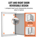 BBQ Access Door, 432x610 mm Single Outdoor Kitchen Door, Stainless Steel Flush Mount Door, Wall Vertical Door with Handle, for BBQ Island, Grilling Station, Outside Cabinet - Top-Down View