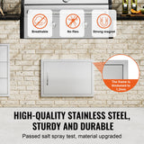 VEVOR BBQ Access Door, 610x432 mm Single Outdoor Kitchen Door, Stainless Steel Flush Mount Door, Wall Vertical Door with Handle, for BBQ Island,