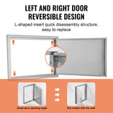 VEVOR BBQ Access Door, 610x432 mm Single Outdoor Kitchen Door, Stainless Steel Flush Mount Door, Wall Vertical Door with Handle, for BBQ Island,