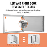 VEVOR BBQ Access Door, 610x432 mm Single Outdoor Kitchen Door, Stainless Steel Flush Mount Door, Wall Vertical Door with Handle, for BBQ Island, Grilling Station, Outside Cabinet - Top-Down View