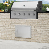 VEVOR BBQ Access Door, 610x432 mm Single Outdoor Kitchen Door, Stainless Steel Flush Mount Door, Wall Vertical Door with Handle, for BBQ Island, Grilling Station, Outside Cabinet - Low Angle
