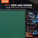 VEVOR Welding Screen with Frame 6' x 6' Welding Curtain Screen on 4 Wheels Green - Front View