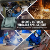 VEVOR Welding Screen with Frame 6' x 6' Welding Curtain Screen on 4 Wheels Green - Rear View