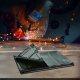 VEVOR Welding Screen with Frame 6' x 6' Welding Curtain Screen on 4 Wheels Green - Low Angle