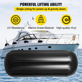 VEVOR 4 Ribbed Boat Fenders 10X 28" Black Center Hole Bumpers Mooring Protection