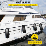 VEVOR 4 Ribbed Boat Fenders 10X 28" Black Center Hole Bumpers Mooring Protection