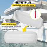 VEVOR 4 Ribbed Boat Fender 10" x 28" White Center Hole Bumper Mooring Protection