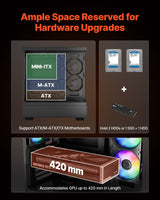 VEVOR Mid-Tower ATX PC Gaming Case Computer Case with 6 x 120 mm PWM ARGB Fans - Side View