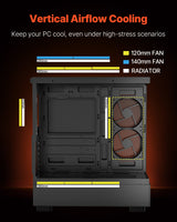 VEVOR Mid-Tower ATX PC Gaming Case Computer Case with 6 x 120 mm PWM ARGB Fans - Top-Down View