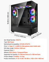 VEVOR Mid-Tower ATX PC Gaming Case Computer Case with 6 x 120 mm PWM ARGB Fans